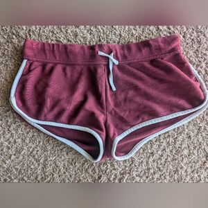 H&M Women's Burgundy Athletic Shorts with White Trim